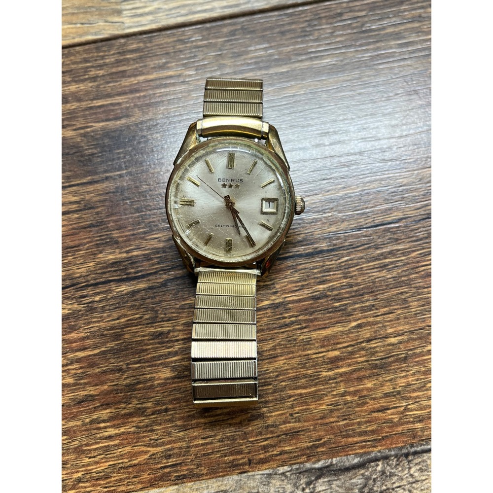 Vintage Benrus 3 Star Self Winding Date Swiss Men's Watch Runs AS-IS